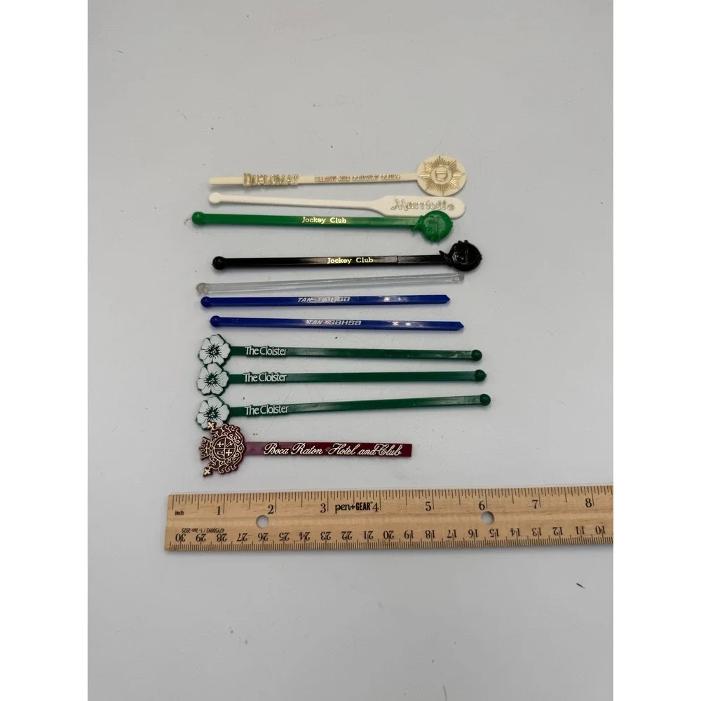 Vintage Hotel Swizzle Stick Cocktail Stirrers Lot The Cloister Jockey Club 11pc